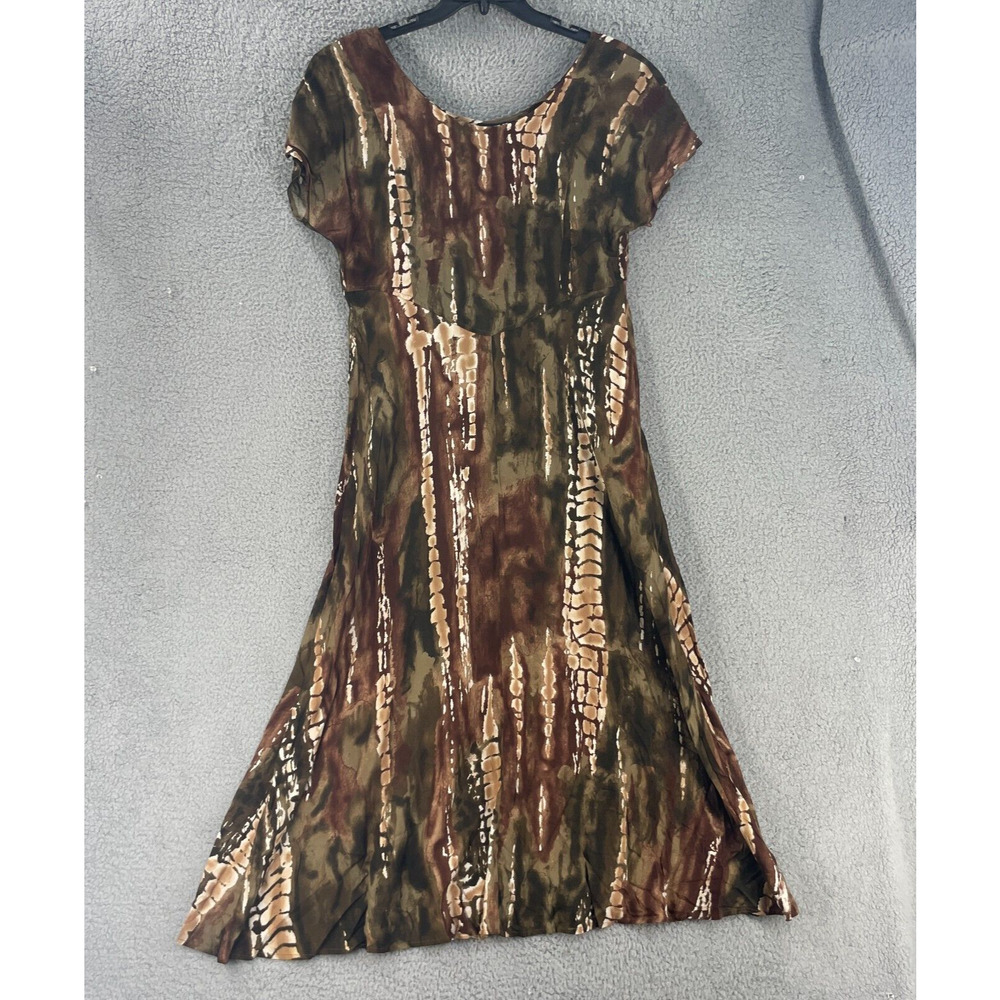 Vtg Jazz II Womens Dress Maxi Tropical Sz 12 Long Resort USA Brown